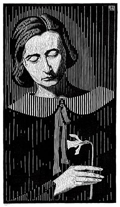 《妻イエッタの肖像》
1925年　板目木版