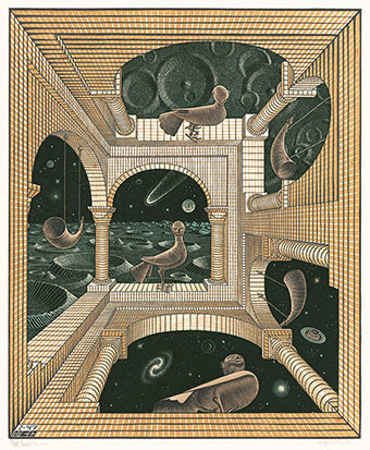 《もう一つの世界》
1947年　木口木版・板目木版(3色刷)