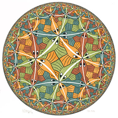 《円の極限 III》
1959年　板目木版(5色刷)
