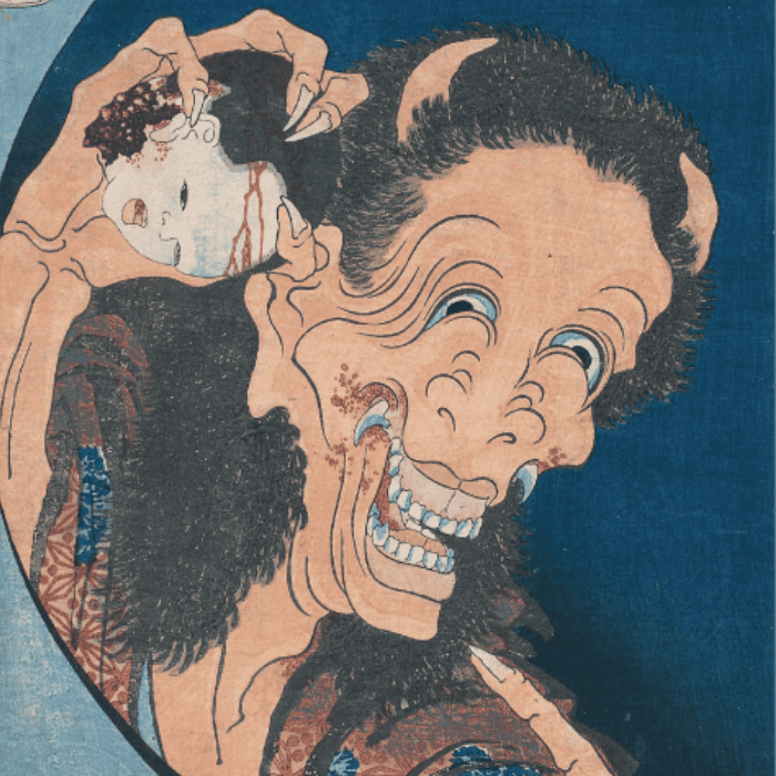 葛飾北斎《百物語 笑ひはんにや》（部分）